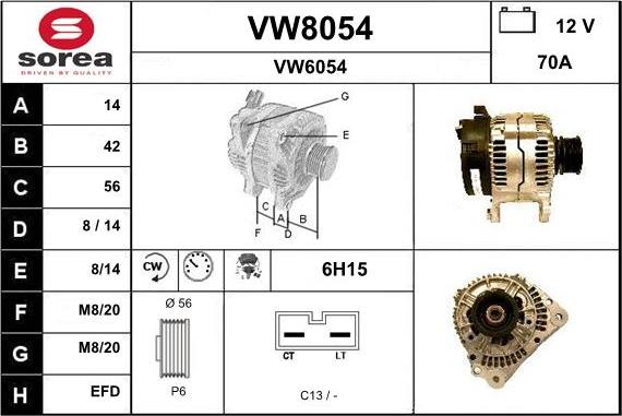 SNRA VW8054 - Alternateur cwaw.fr