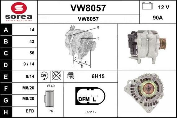 SNRA VW8057 - Alternateur cwaw.fr