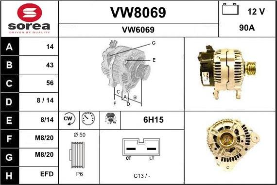 SNRA VW8069 - Alternateur cwaw.fr