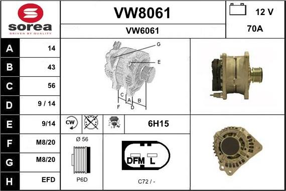 SNRA VW8061 - Alternateur cwaw.fr