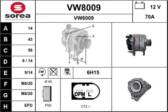 SNRA VW8009 - Alternateur cwaw.fr