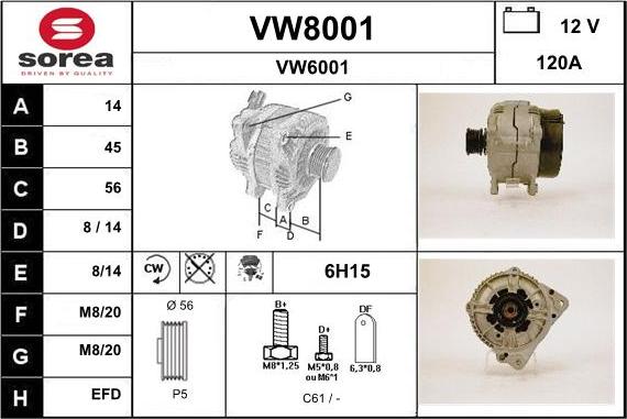 SNRA VW8001 - Alternateur cwaw.fr