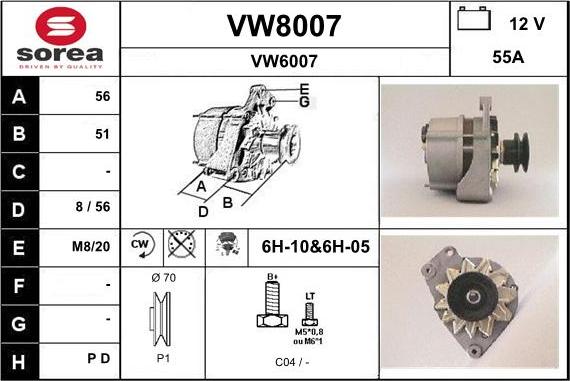 SNRA VW8007 - Alternateur cwaw.fr