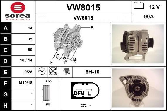 SNRA VW8015 - Alternateur cwaw.fr