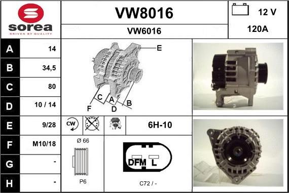 SNRA VW8016 - Alternateur cwaw.fr