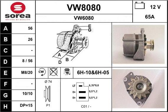 SNRA VW8080 - Alternateur cwaw.fr