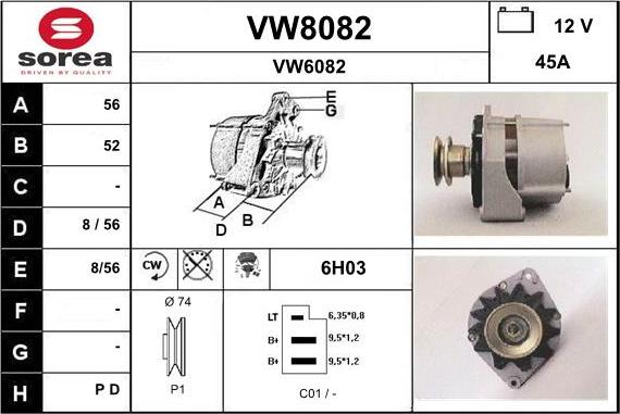 SNRA VW8082 - Alternateur cwaw.fr