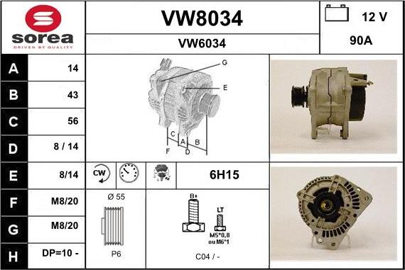 SNRA VW8034 - Alternateur cwaw.fr