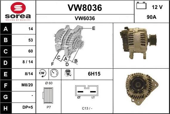 SNRA VW8036 - Alternateur cwaw.fr