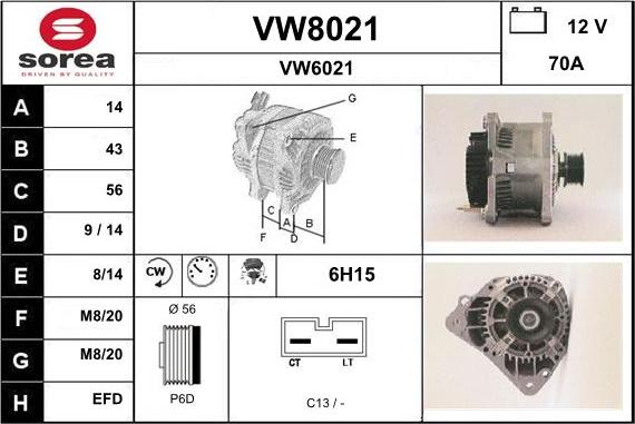 SNRA VW8021 - Alternateur cwaw.fr