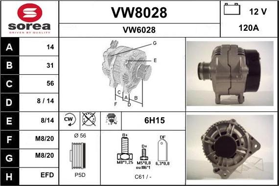 SNRA VW8028 - Alternateur cwaw.fr