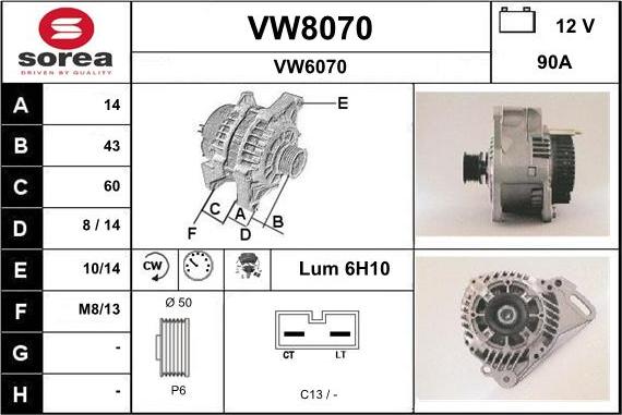 SNRA VW8070 - Alternateur cwaw.fr