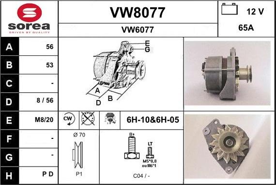 SNRA VW8077 - Alternateur cwaw.fr