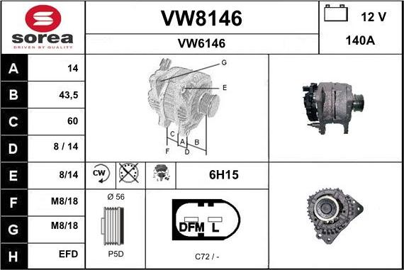 SNRA VW8146 - Alternateur cwaw.fr