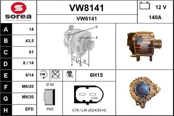 SNRA VW8141 - Alternateur cwaw.fr