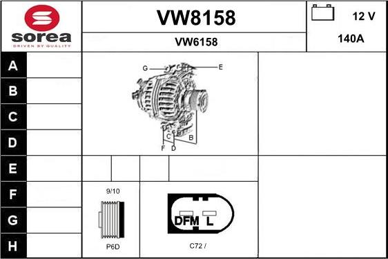 SNRA VW8158 - Alternateur cwaw.fr