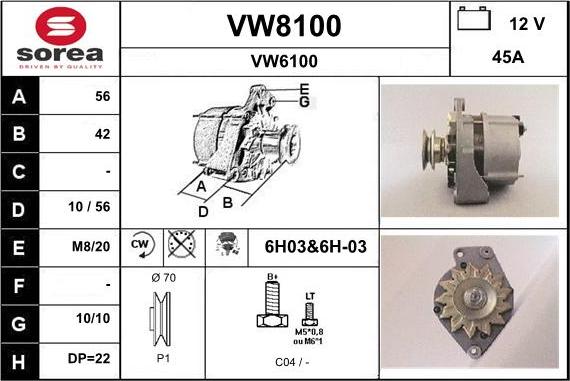 SNRA VW8100 - Alternateur cwaw.fr