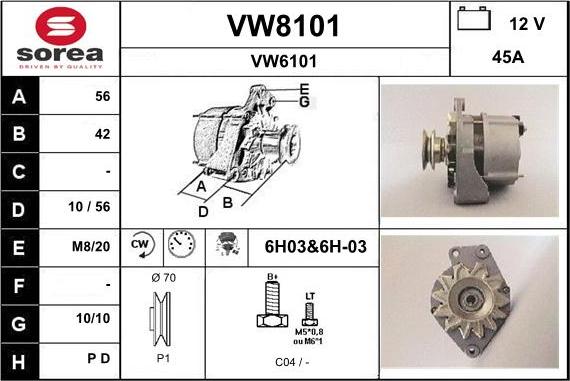 SNRA VW8101 - Alternateur cwaw.fr