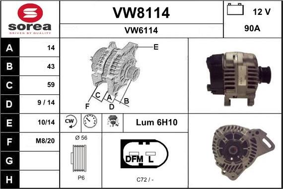 SNRA VW8114 - Alternateur cwaw.fr