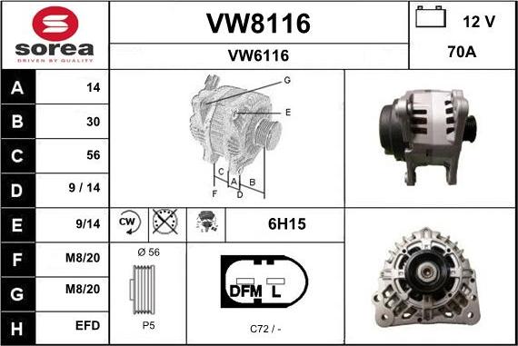 SNRA VW8116 - Alternateur cwaw.fr