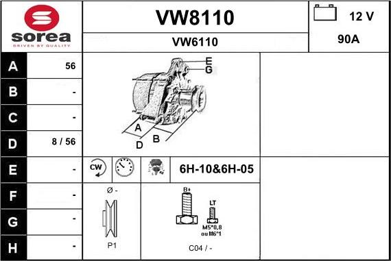 SNRA VW8110 - Alternateur cwaw.fr