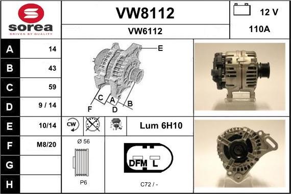 SNRA VW8112 - Alternateur cwaw.fr