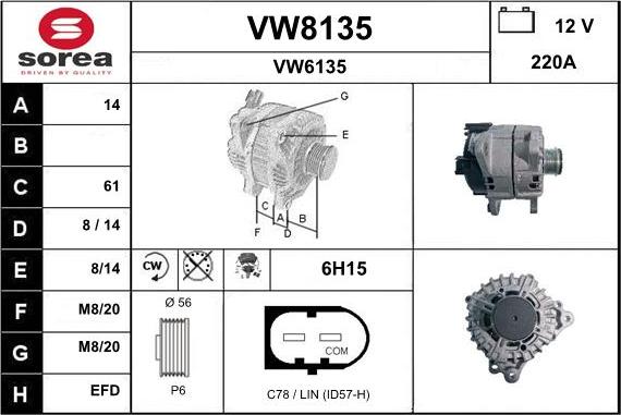 SNRA VW8135 - Alternateur cwaw.fr