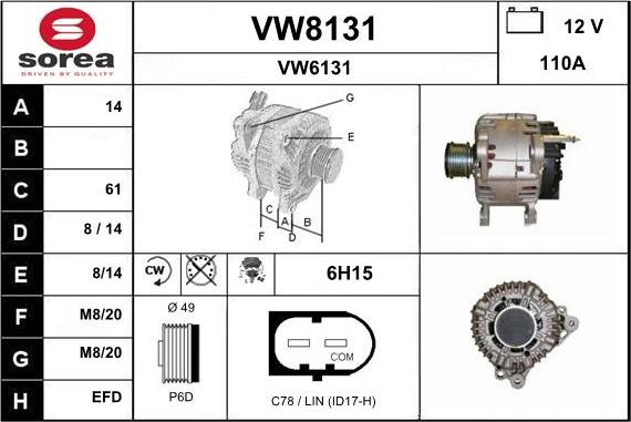 SNRA VW8131 - Alternateur cwaw.fr