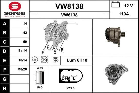 SNRA VW8138 - Alternateur cwaw.fr