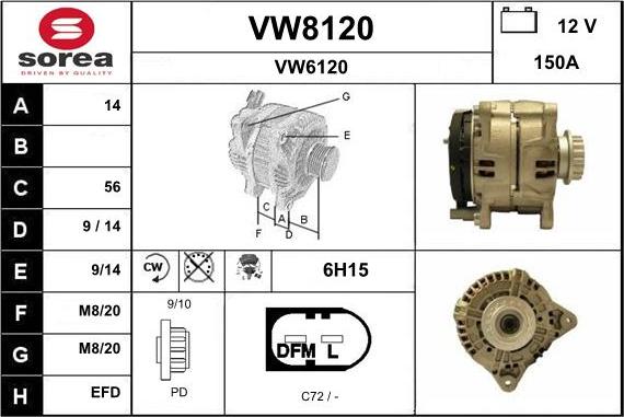 SNRA VW8120 - Alternateur cwaw.fr