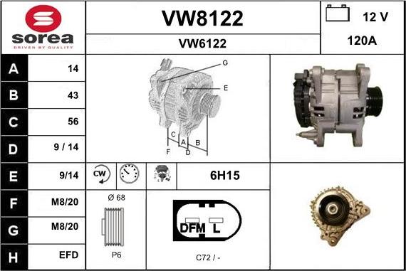 SNRA VW8122 - Alternateur cwaw.fr