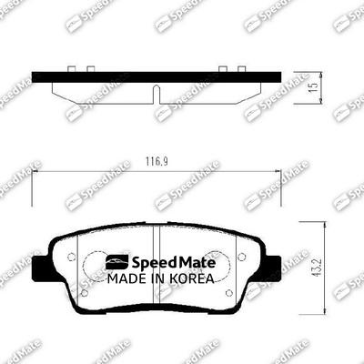 SpeedMate SM-BPK042 - Kit de plaquettes de frein, frein à disque cwaw.fr