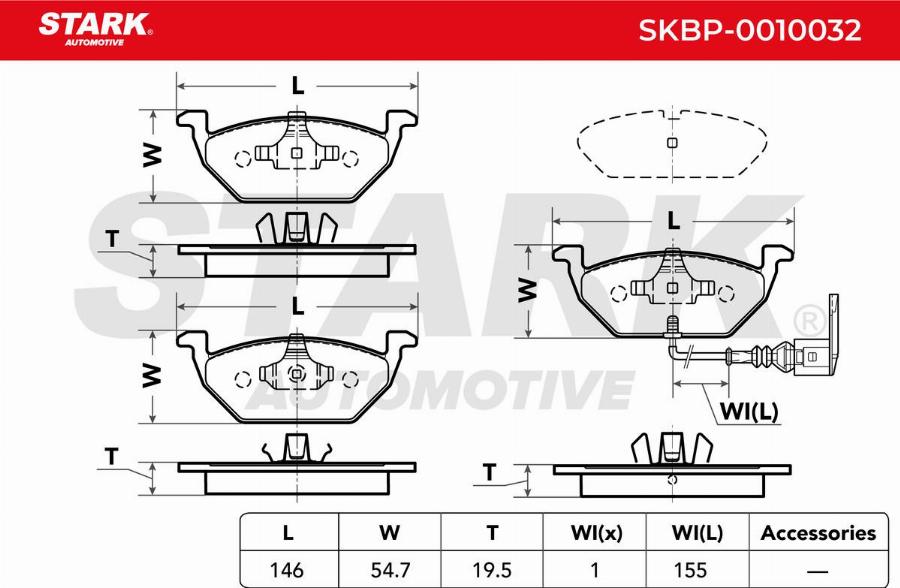 Stark SKBP-0010032 - Kit de plaquettes de frein, frein à disque cwaw.fr