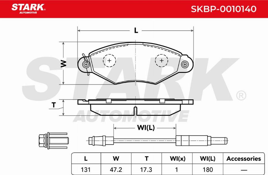 Stark SKBP-0010140 - Kit de plaquettes de frein, frein à disque cwaw.fr