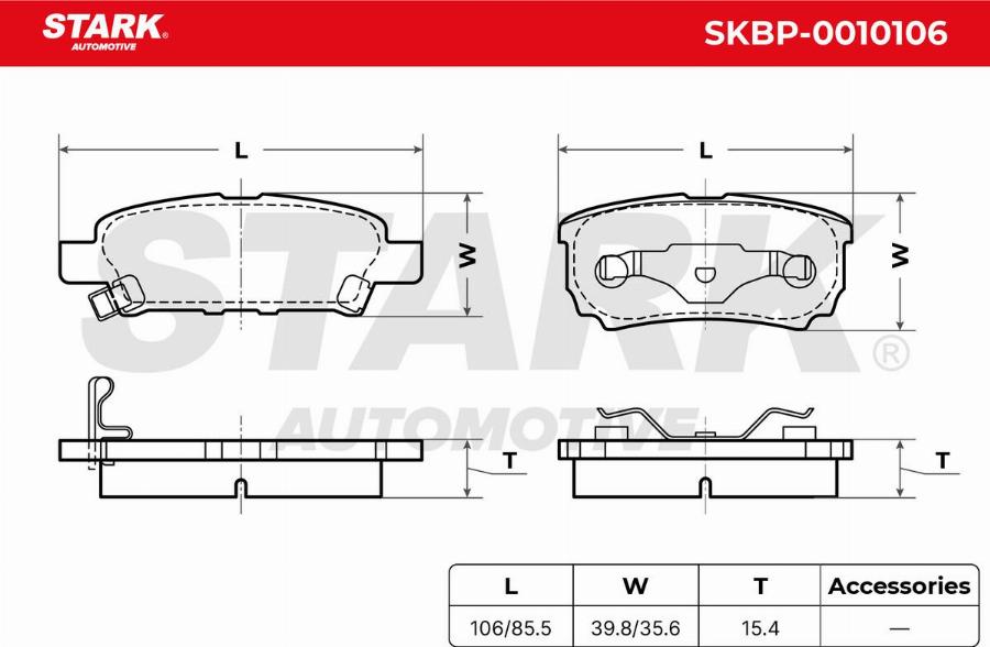 Stark SKBP-0010106 - Kit de plaquettes de frein, frein à disque cwaw.fr