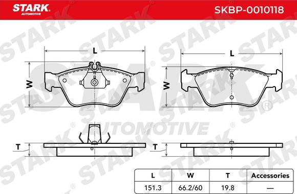 Stark SKBP-0010118 - Kit de plaquettes de frein, frein à disque cwaw.fr