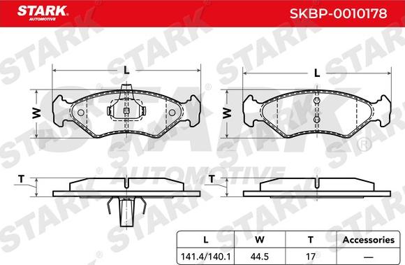 Stark SKBP-0010178 - Kit de plaquettes de frein, frein à disque cwaw.fr