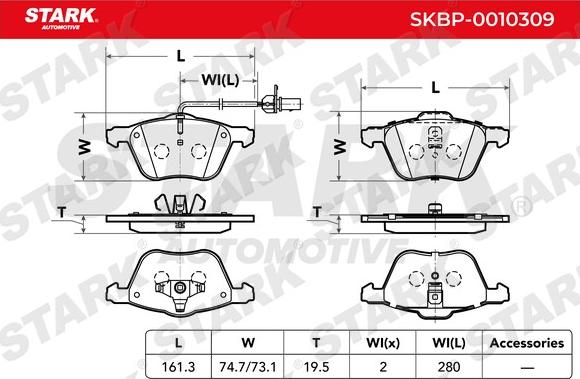 Stark SKBP-0010309 - Kit de plaquettes de frein, frein à disque cwaw.fr