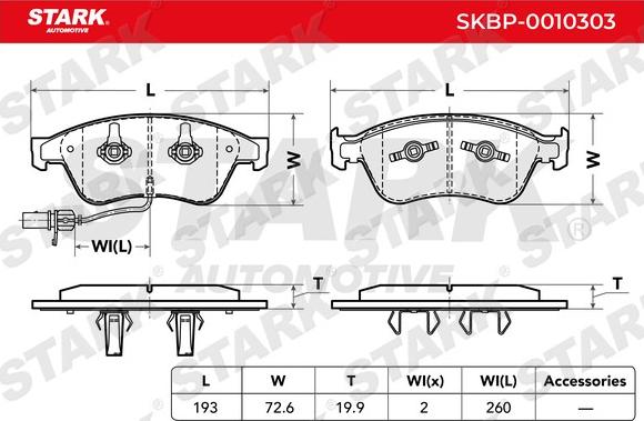 Stark SKBP-0010303 - Kit de plaquettes de frein, frein à disque cwaw.fr