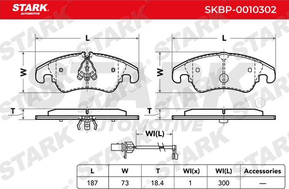 Stark SKBP-0010302 - Kit de plaquettes de frein, frein à disque cwaw.fr