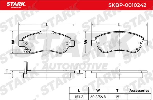 Stark SKBP-0010242 - Kit de plaquettes de frein, frein à disque cwaw.fr