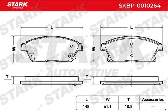 Stark SKBP-0010264 - Kit de plaquettes de frein, frein à disque cwaw.fr