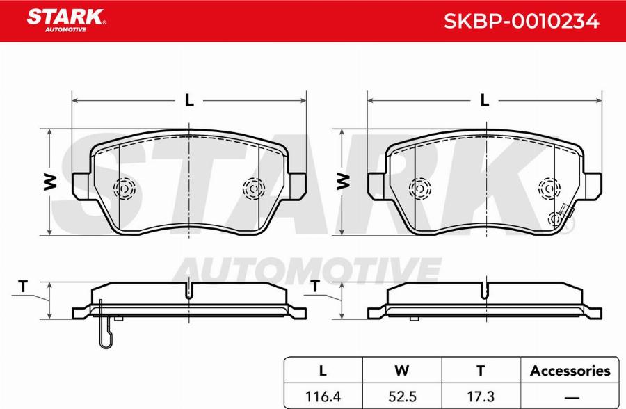 Stark SKBP-0010234 - Kit de plaquettes de frein, frein à disque cwaw.fr