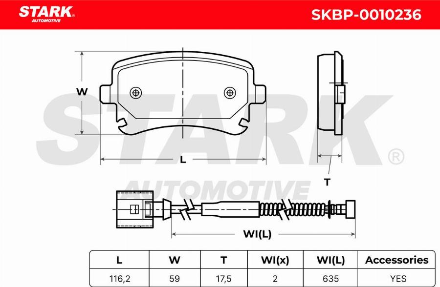 Stark SKBP-0010236 - Kit de plaquettes de frein, frein à disque cwaw.fr