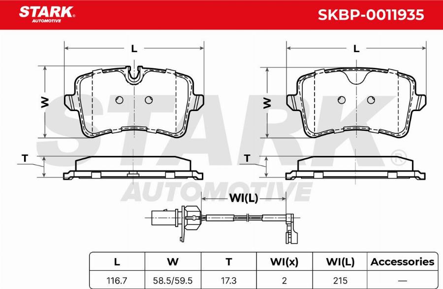 Stark SKBP-0011935 - Kit de plaquettes de frein, frein à disque cwaw.fr