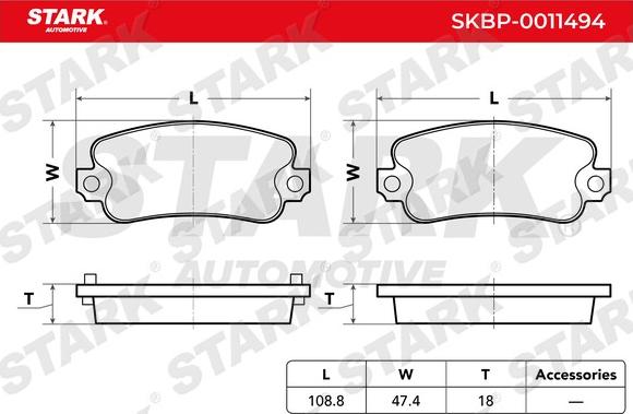 Stark SKBP-0011494 - Kit de plaquettes de frein, frein à disque cwaw.fr