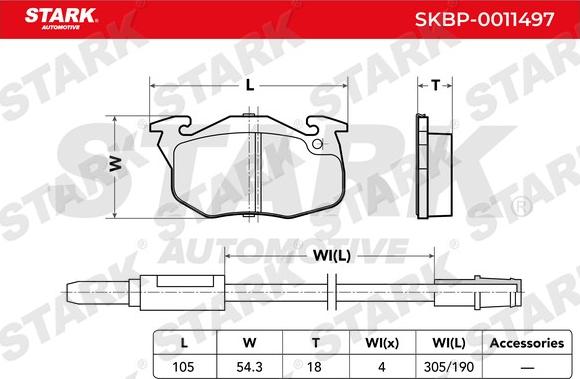 Stark SKBP-0011497 - Kit de plaquettes de frein, frein à disque cwaw.fr