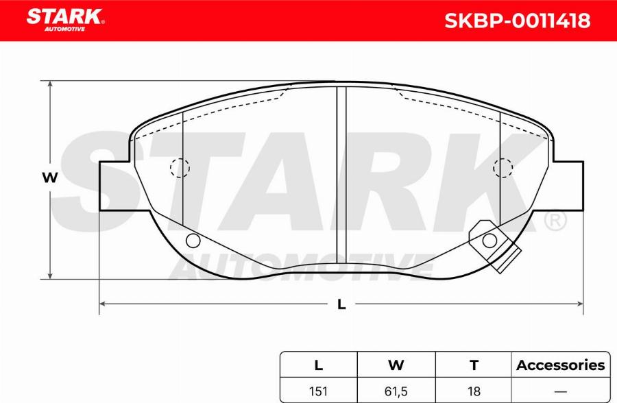 Stark SKBP-0011418 - Kit de plaquettes de frein, frein à disque cwaw.fr