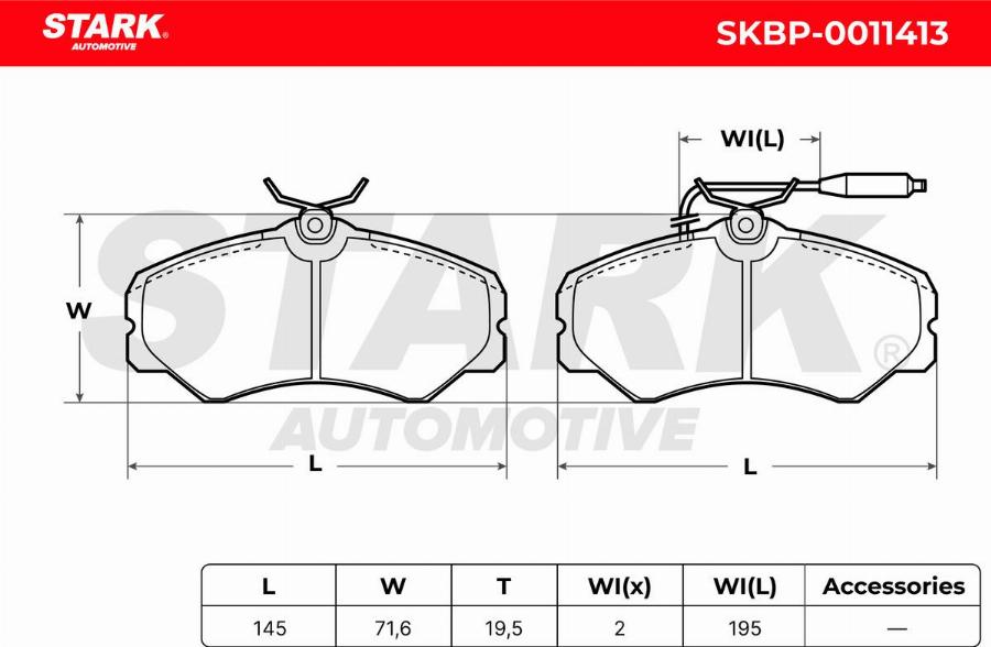 Stark SKBP-0011413 - Kit de plaquettes de frein, frein à disque cwaw.fr