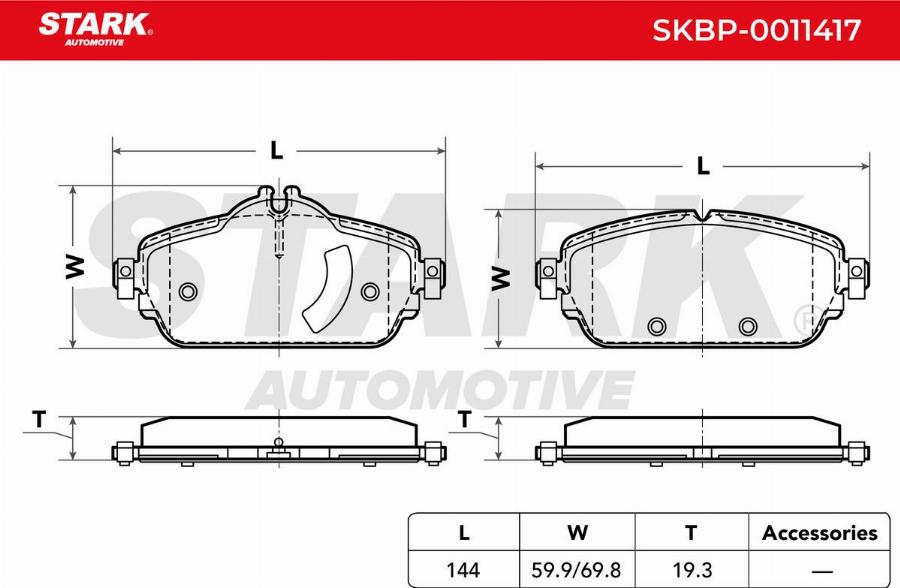 Stark SKBP-0011417 - Kit de plaquettes de frein, frein à disque cwaw.fr